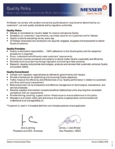3899 Messer Americas Quality Policy 2019 cover